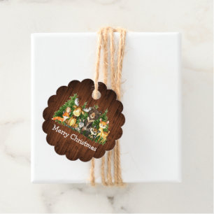 Kid's Watercolor Woodland Animals Wood Christmas Favour Tags