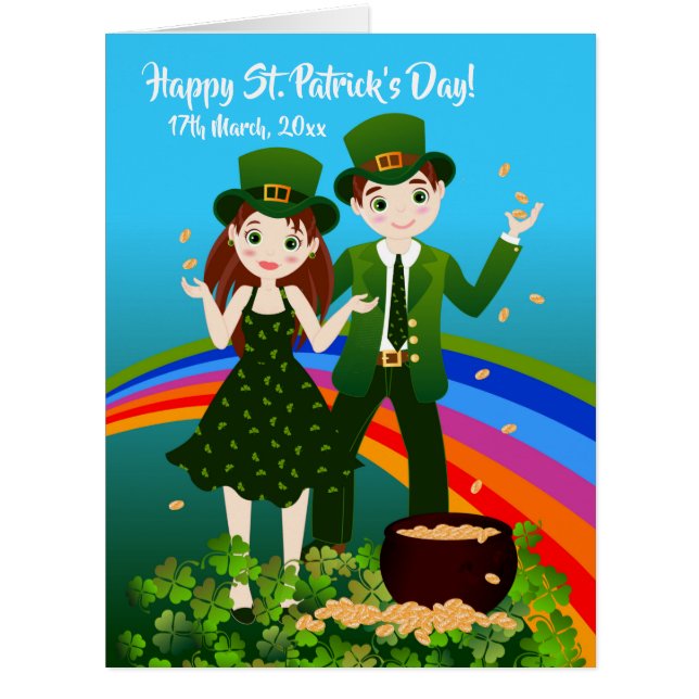 Kids wearing green Saint Patrick's Day outfits (Front)