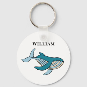 Kids Whale Classic Personalized Name Keychain