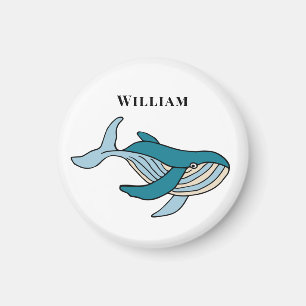 Kids Whale Classic Personalized Name Magnet