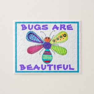 Kid's Whimsical Bug Art Love Beautiful Insects Jigsaw Puzzle