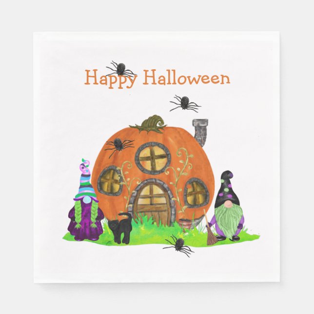 Kids Whimsical Gnomes Halloween  Napkin (Front)