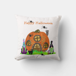 Kids Whimsical Gnomes Halloween Throw Pillow