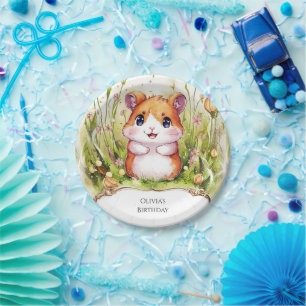 Kids Whimsical Hamster Birthday Paper Plate