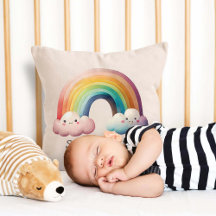 Kids Whimsical Pastel Rainbow in Clouds