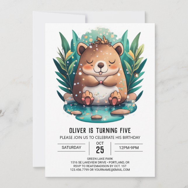 Kids' Whimsy Capybara Birthday Invitation (Front)