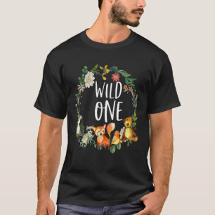 Kids Wild One Zoo Birthday Safari Jungle Animal Fu T-Shirt