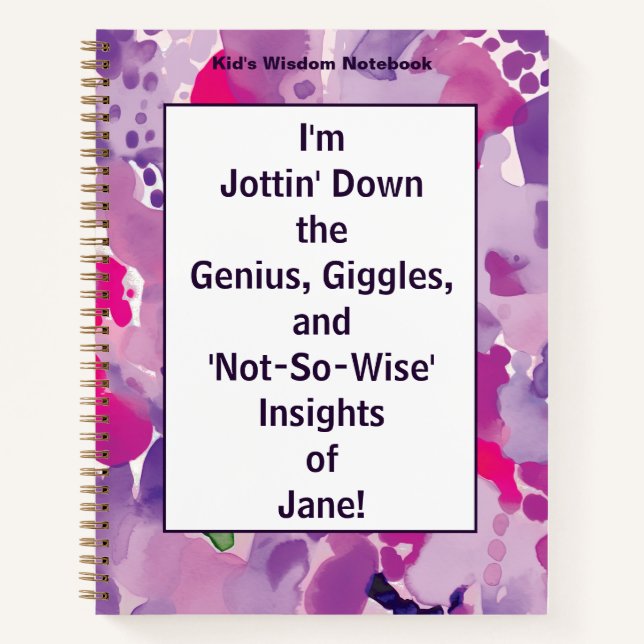 Kid's Wisdom: My Child's Insights Personalized Prp Notebook (Front)