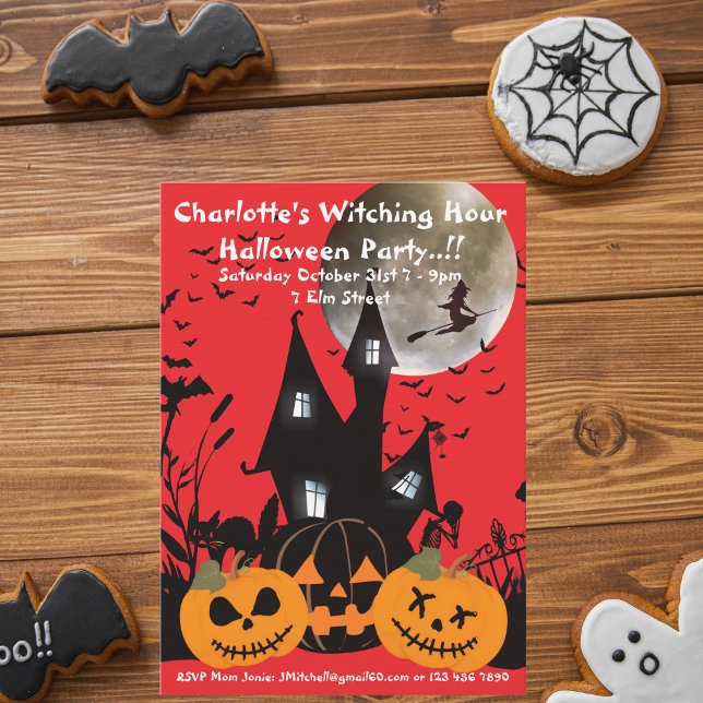 Kids Witching Hour Halloween Party Invitation (Witching Hour Halloween Party Invite)