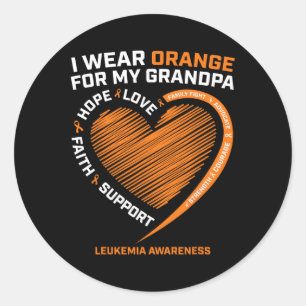 Kids Women I Wear Orange For My Grandpa Leukaemia Classic Round Sticker