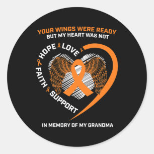 Kids Women Men Memory Of My Grandma Leukaemia Awar Classic Round Sticker