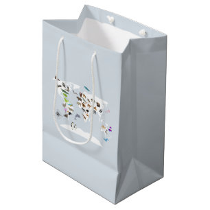 Kids World Map Animals Medium Gift Bag