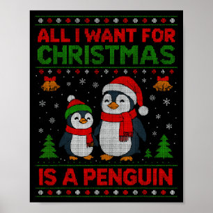 Kids Xmas Tee, All I Want For Christmas Is A Pengu Poster