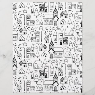 Kids Xmas Village Whimsical Black & White Invite Flyer