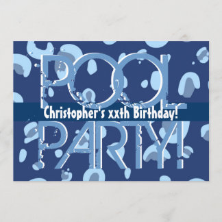 Kid's xxth Birthday Pool Party Blue White Template