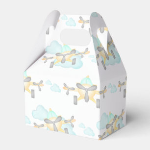 Kids Yellow Airplane Flying Aviation Birthday Favor Box
