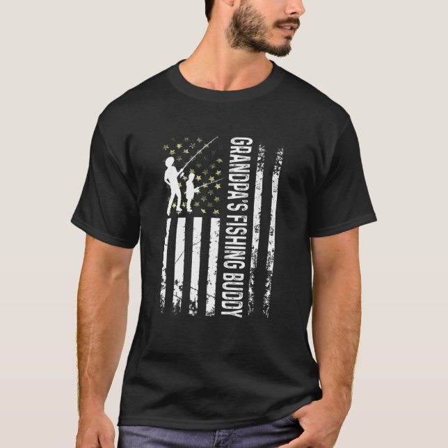 Kids Young Fisherman Grandpa's Fishing Buddy Dad S T-Shirt (Front)