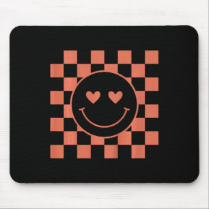 Kids Youth Checkered Retro Valentine Smile Face Mouse Pad