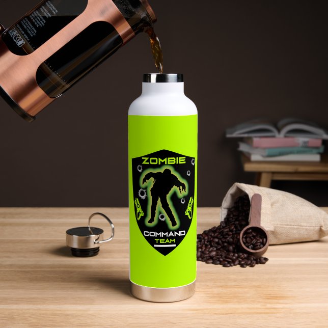 Kids Zombie Party Water Bottle (Coffee (Rotated))