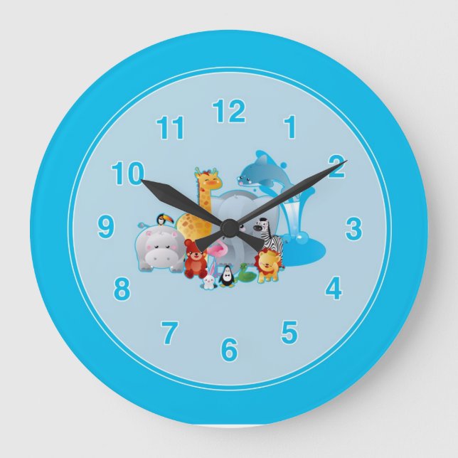 Kids Zoo Animals Wall Clock (Front)