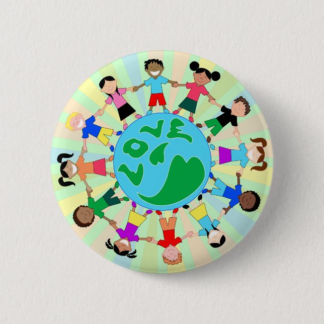KidsLoveGlobe 2 Inch Round Button (Front)