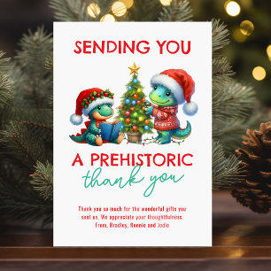 KidsPrehistoric Thank You! Cute Dinosaur Christmas You Card