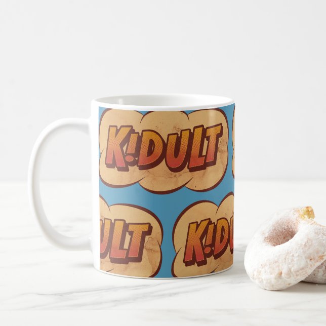KIDULT - An Adult who is a Kid at heart - Cartoon  Coffee Mug (With Donut)