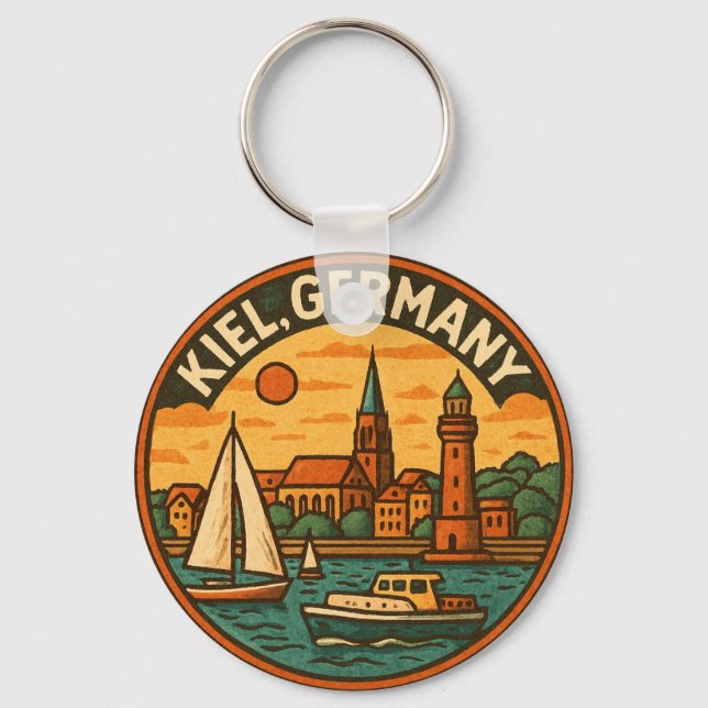 Kiel Germany Coastal Art Keychain (Front)
