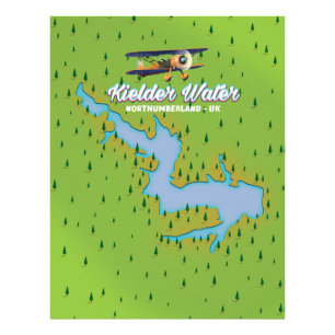 Kielder Water Northumberland UK map Photo Print