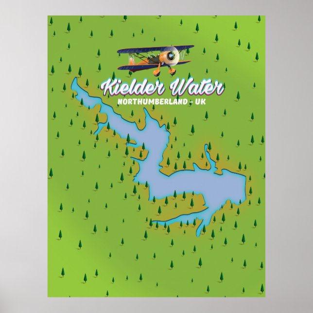 Kielder Water Northumberland UK map Poster (Front)