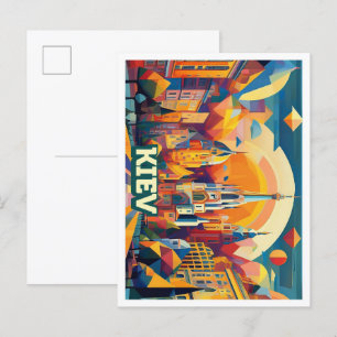 Kiev Ukraine Travel artistic colourful Postcard
