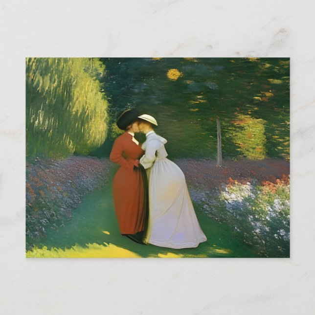 Kiissing in the Garden by Monet Postcard (Front)