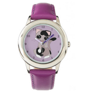 Kiki 1 - Kid's Purple Leather Strap Watch