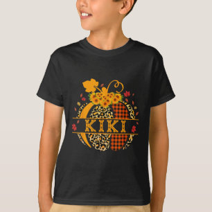 Kiki Leopard Floral Pumpkin Fall Autumn Thanksgivi T-Shirt