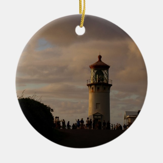 Kilauea Lighthouse at Dusk  Ceramic Ornament (Front)