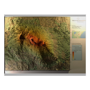 KILIMANJARO MAP Print,Glossy Poster
