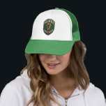 Kilkee Ireland Harp Logo - Retro Mesh Trucker Hat<br><div class="desc">"Celebrate your Irish roots with this premium Kilkee Ireland trucker hat. Featuring the iconic golden harp on a crisp white foam front with breathable emerald green mesh. A timeless design for anyone proud of their Kilkee heritage. High-quality print, not customizable to ensure design integrity."</div>