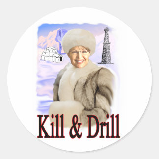 kill and drill classic round sticker