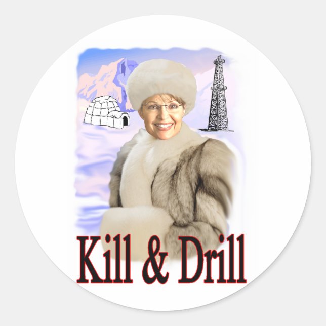 kill and drill classic round sticker (Front)