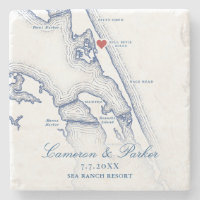 Kill Devil Hills Map OBX Navy Blue Wedding Favour