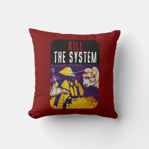 Kill the System Anti-Establishment Pyramid Eye Art Throw Pillow