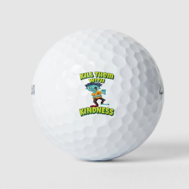 Kill Them With Kindness Missing Eye Zombie Boy Golf Balls (Front)