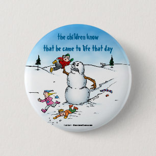 Killer Snowman Funny Cartoon 2 Inch Round Button