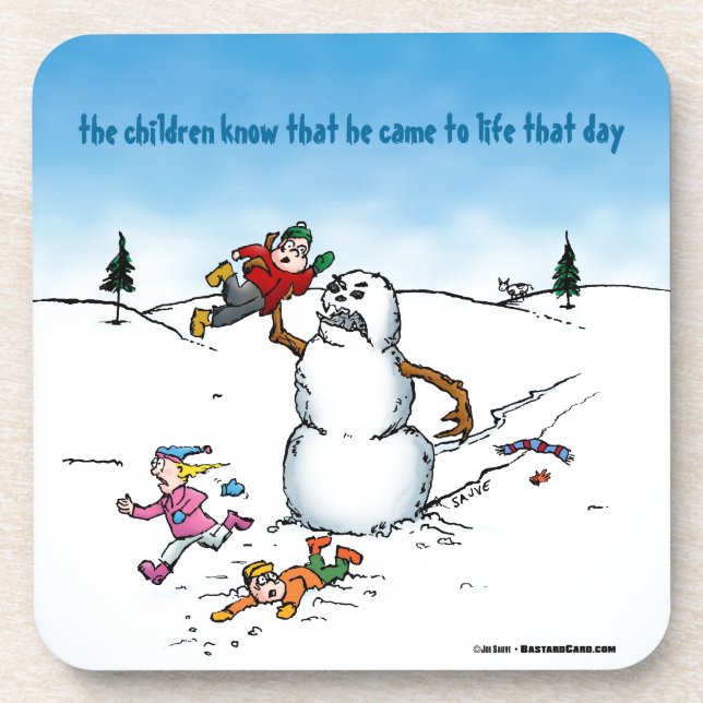 Killer Snowman Funny Cartoon Coaster (Front)