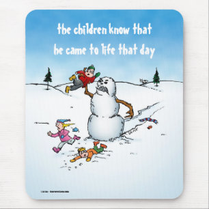 Killer Snowman Funny Cartoon Mouse Pad