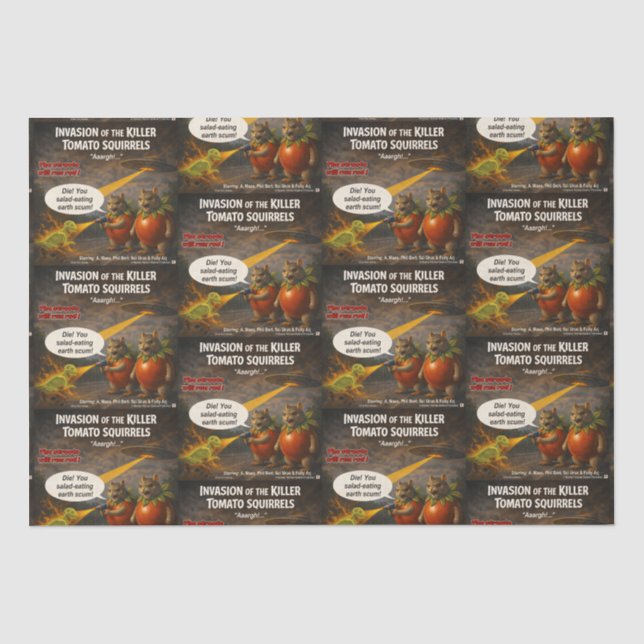 Killer Tomato Squirrels Movie Parody Tissue Paper (Front)
