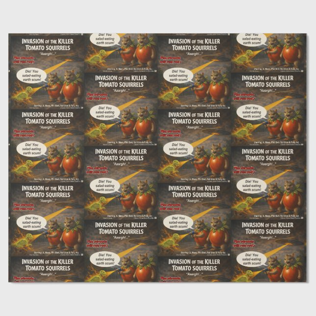 Killer Tomato Squirrels Movie Parody Wrapping Paper (Flat)