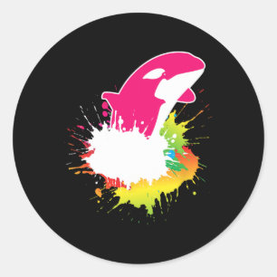 Killer Whale Animal Gift Sea Creatures Colourful O Classic Round Sticker