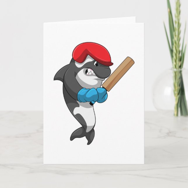 Killer whale at Cricket with Cricket bat Card (Front)