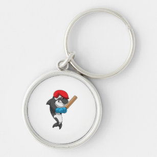 Killer whale at Cricket with Cricket bat Keychain
